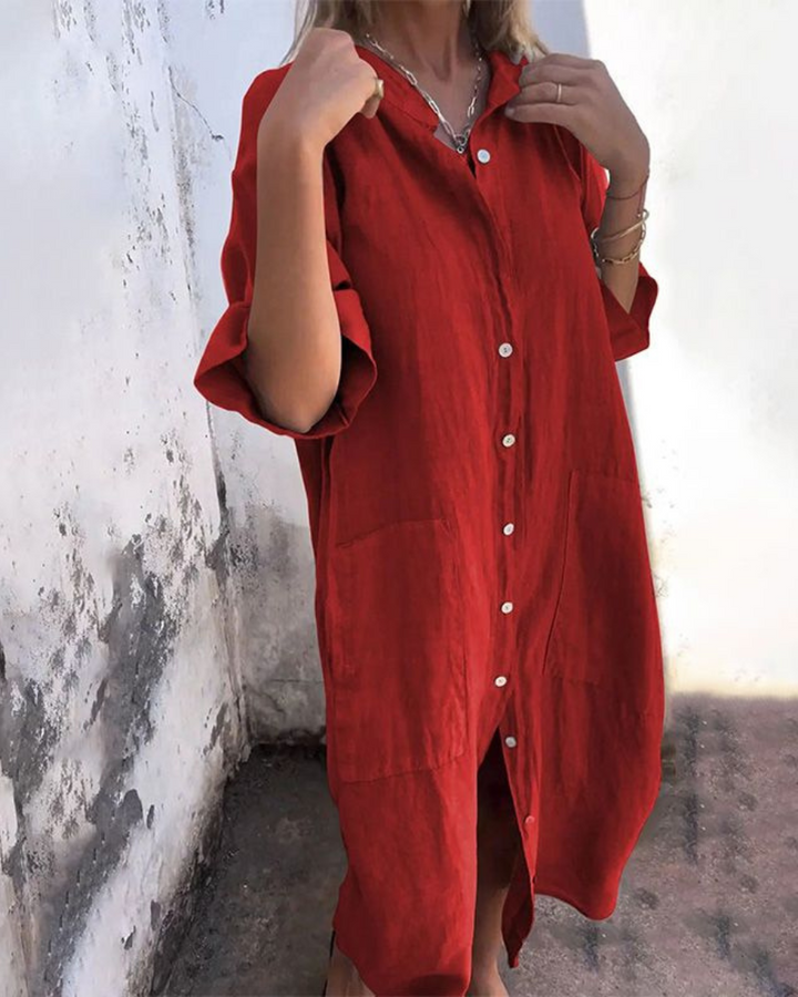 Elvara | Women's Relaxed Boho Shirt Dress with Open Front