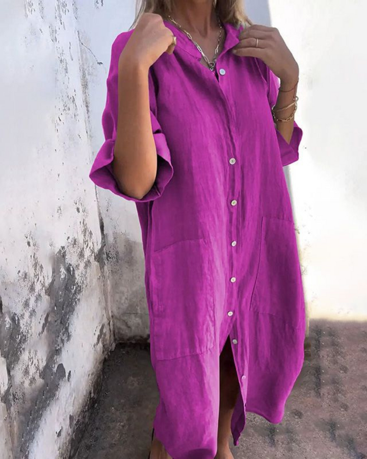 Elvara | Women's Relaxed Boho Shirt Dress with Open Front