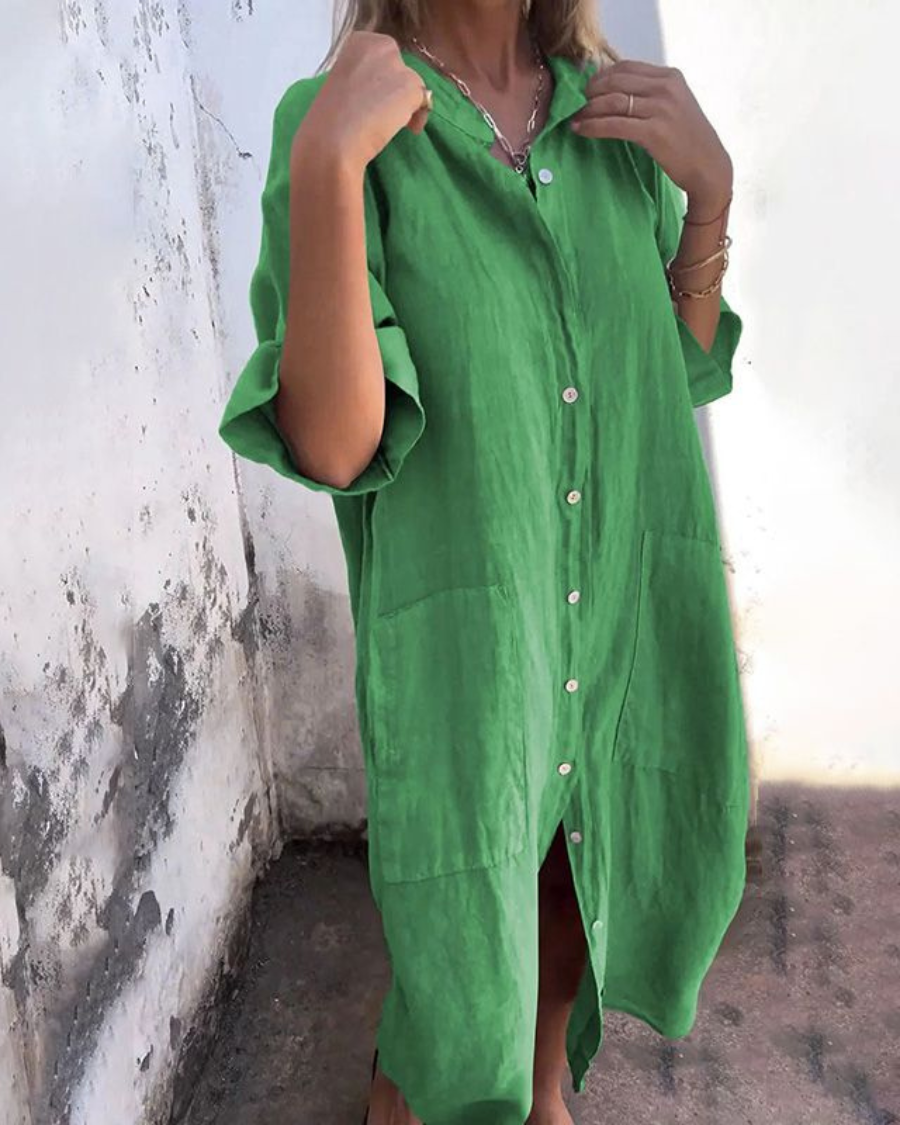 Elvara | Women's Relaxed Boho Shirt Dress with Open Front