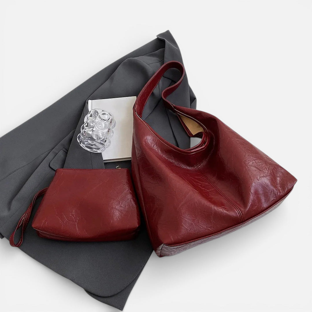 Women’s Leather Shoulder Tote Bag Set