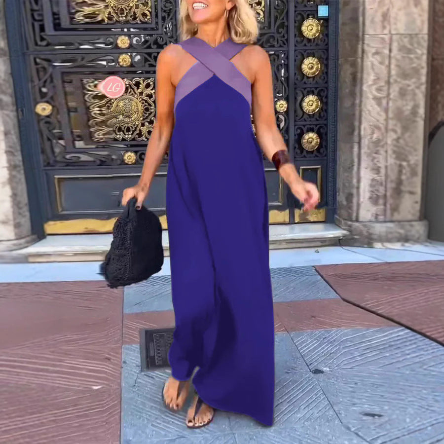 Breathable comfortable crossed maxi dress for women | Aimee -10