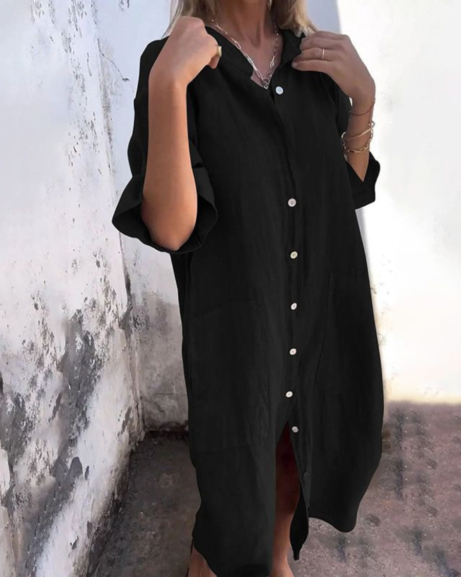 Elvara | Women's Relaxed Boho Shirt Dress with Open Front