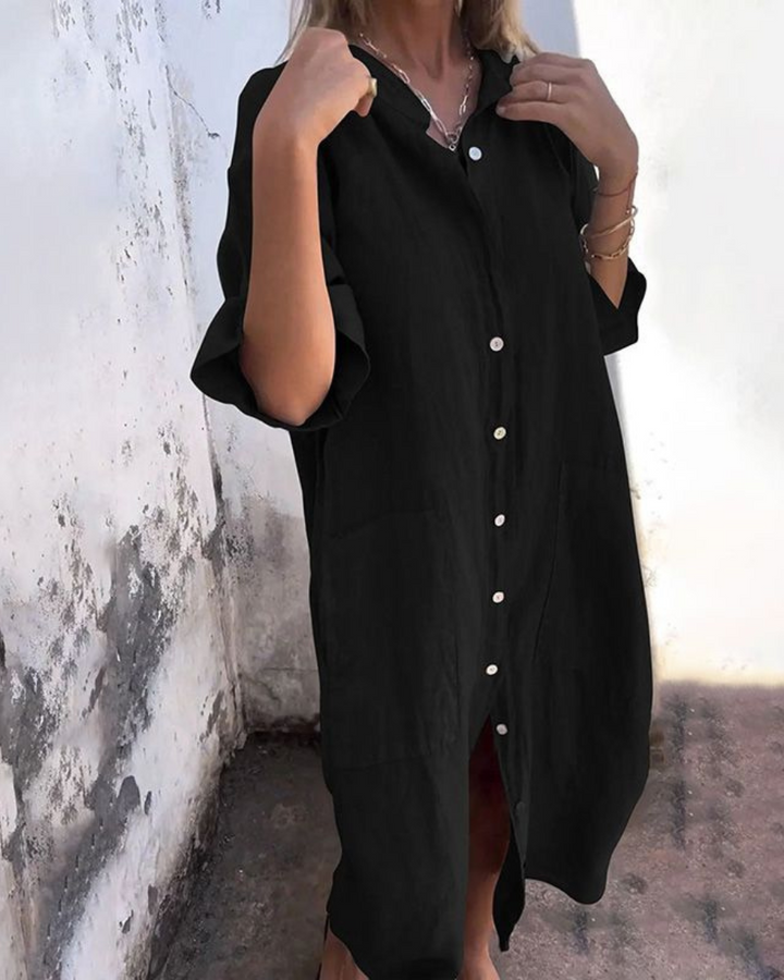 Elvara | Women's Relaxed Boho Shirt Dress with Open Front