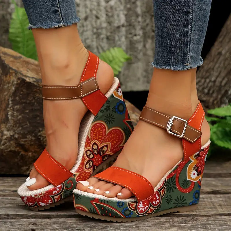 Women's casual floral print sandals