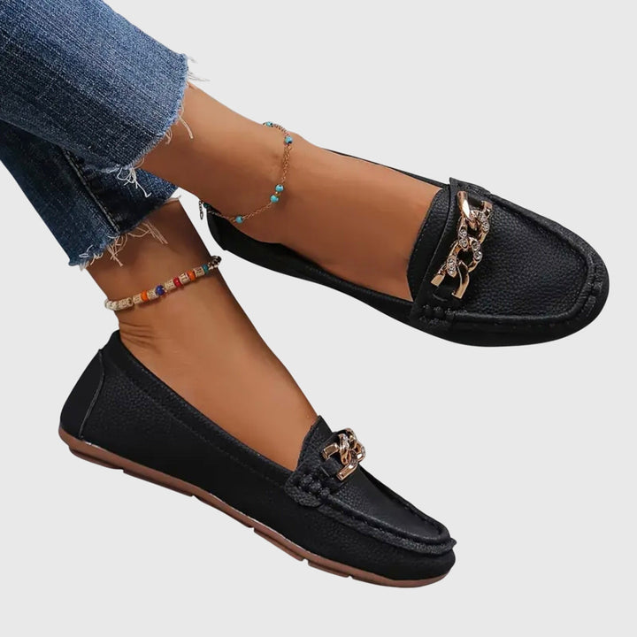 Women's Slip-On Loafers With Chain Accent