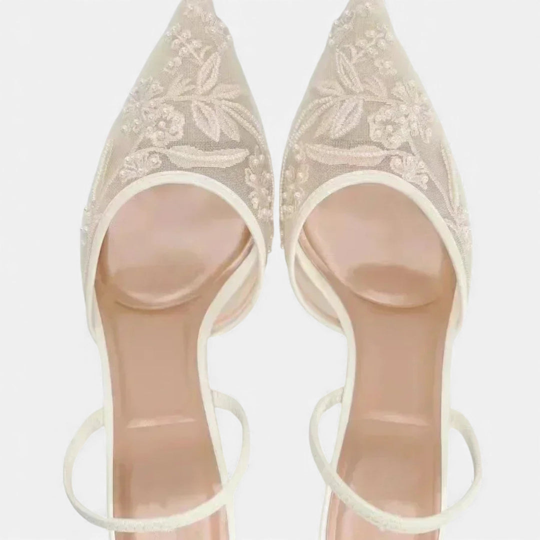 Women’s Embroidered Mesh Designer Heels