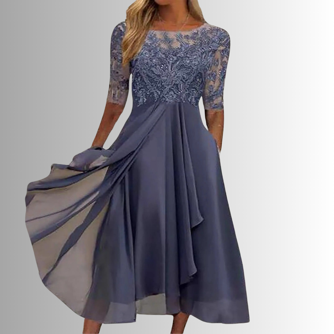 Fennora | Women's Lace Bodice Tiered Skirt Dress