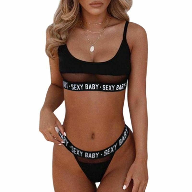 Women's Sexy Open Face Bikini With Letter Slit