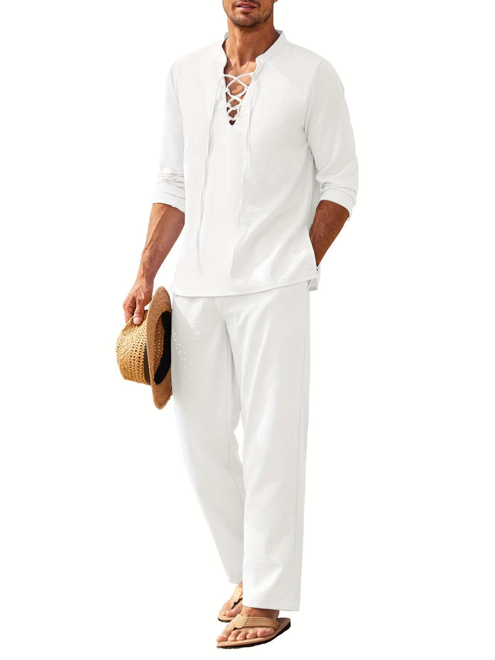 Men's Long Sleeve Shirt And Pants Set For Any Occasion