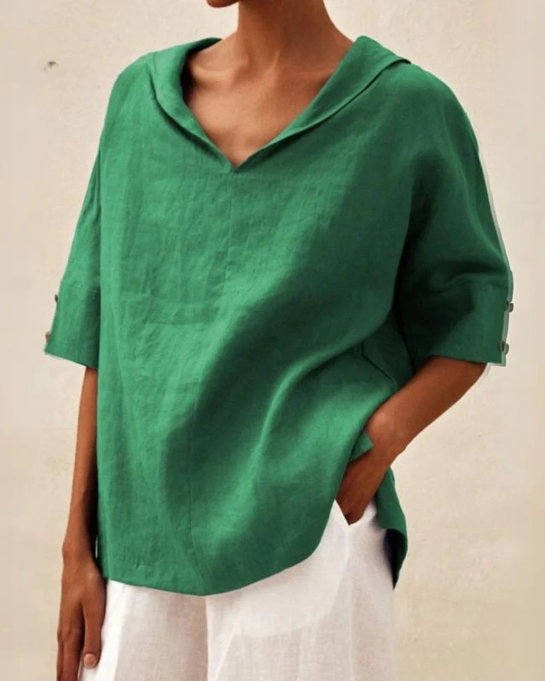 Serelle | Women's Cotton V Neck Loose Fit Blouse