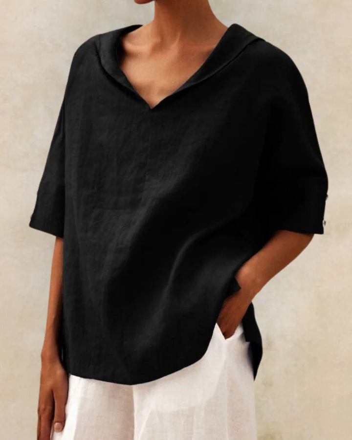 Serelle | Women's Cotton V Neck Loose Fit Blouse