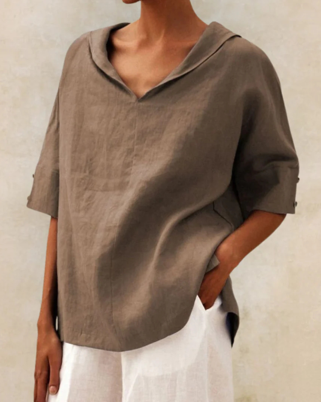 Serelle | Women's Cotton V Neck Loose Fit Blouse
