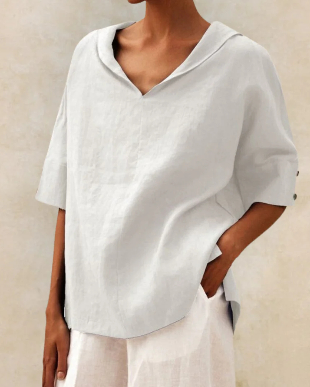 Serelle | Women's Cotton V Neck Loose Fit Blouse