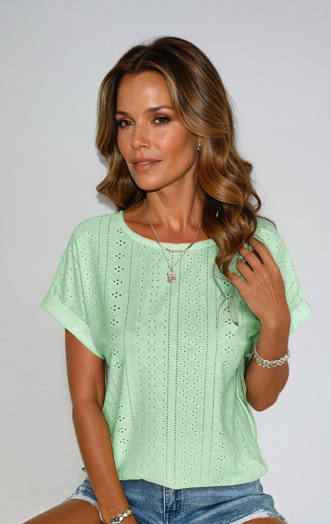 Casual eyelet top for women