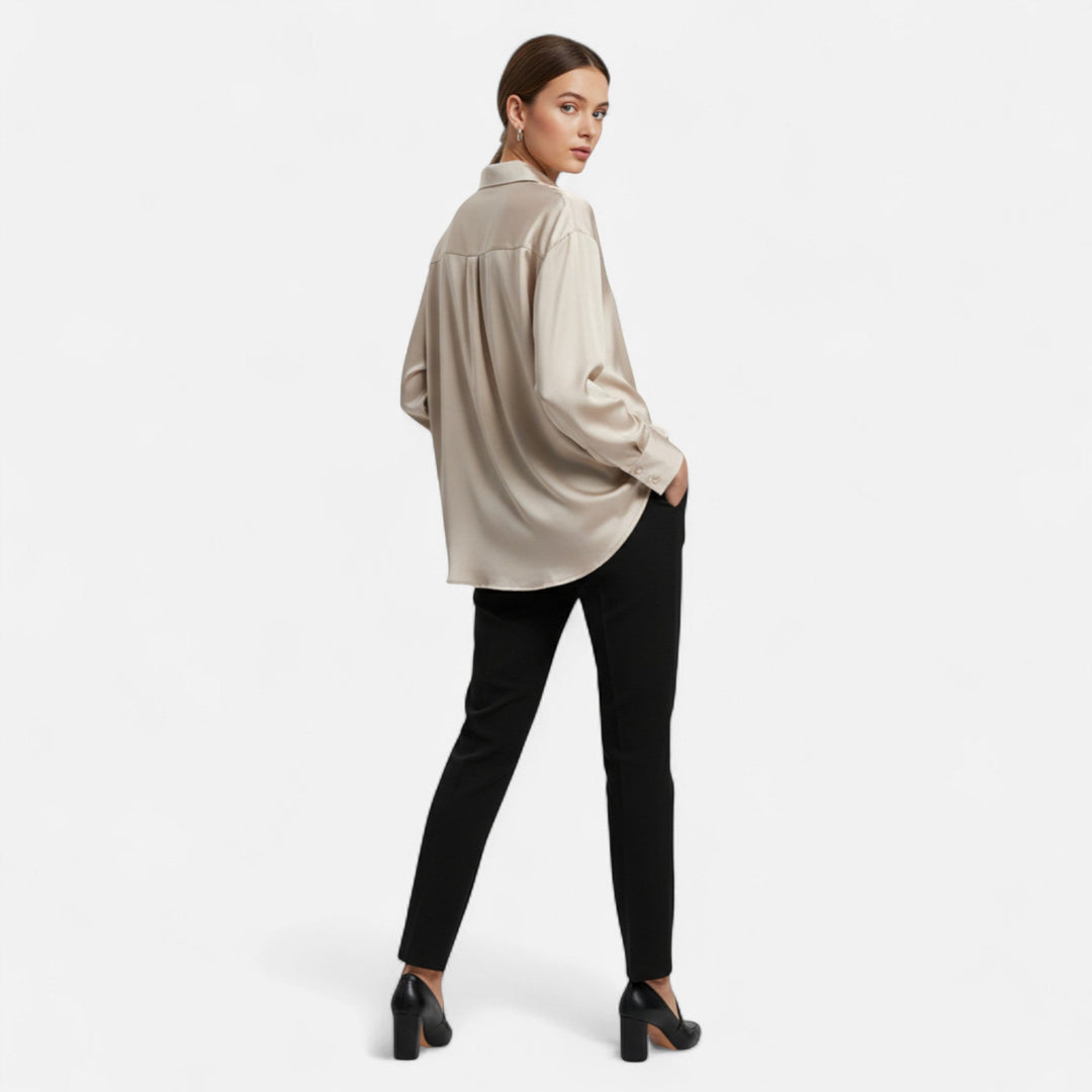 Women’s Collared Satin Blouse