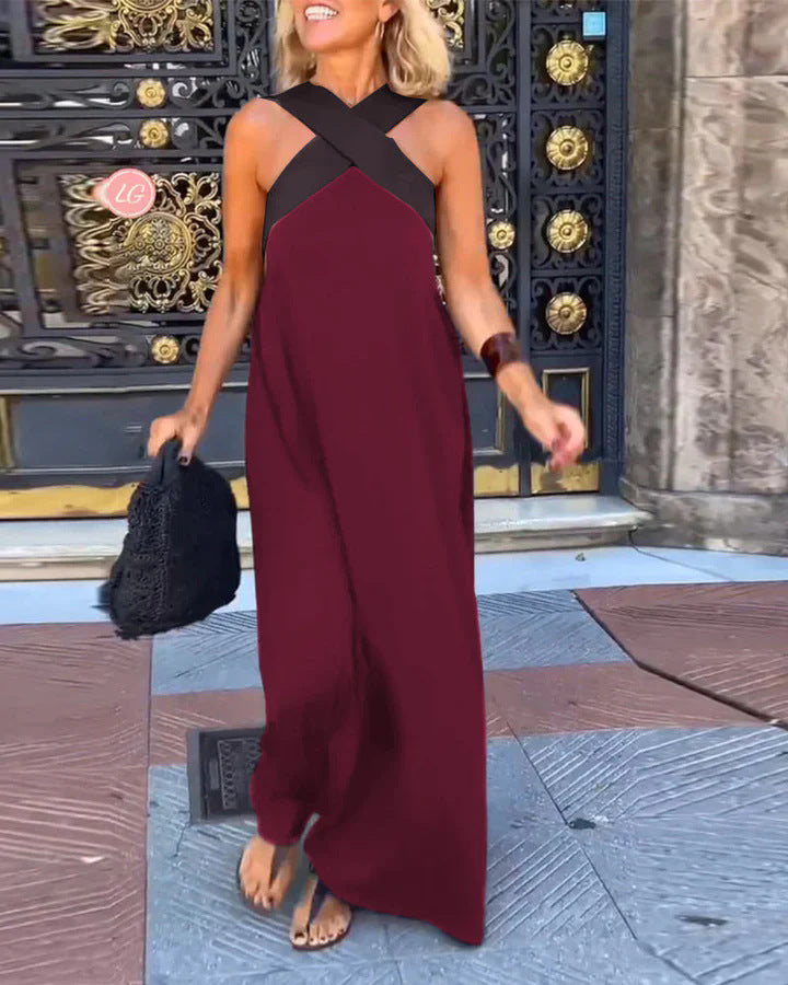 Breathable comfortable crossed maxi dress for women | Aimee -8
