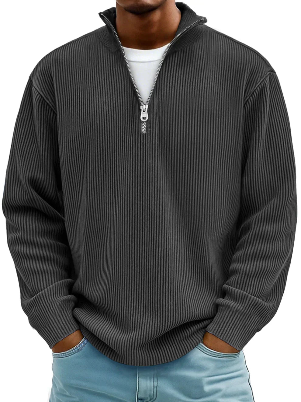 Davenor | Men's Ribbed Half Zip Pullover Sweater