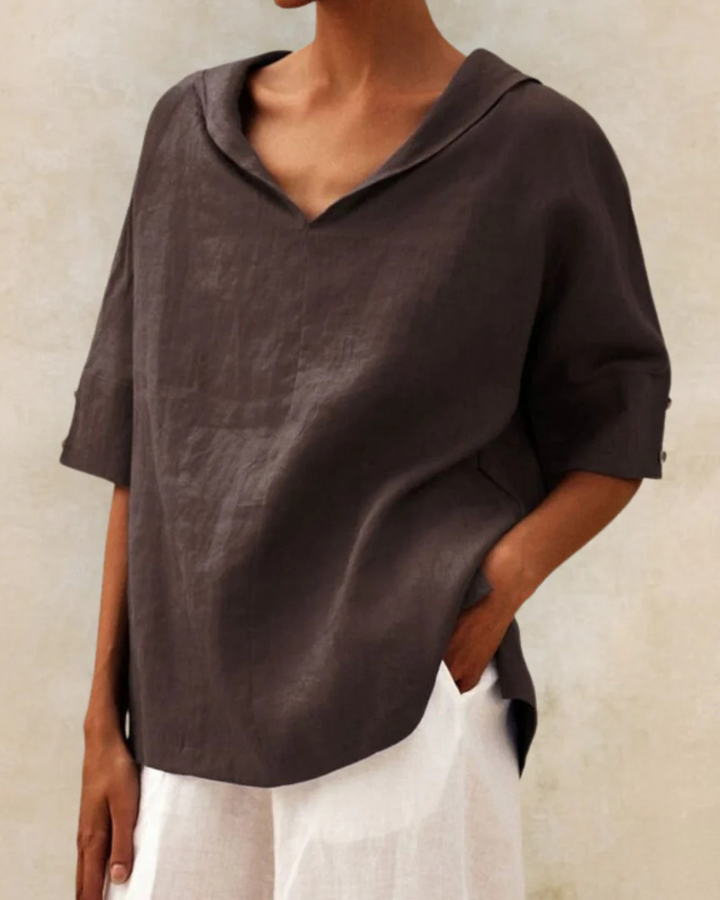 Serelle | Women's Cotton V Neck Loose Fit Blouse
