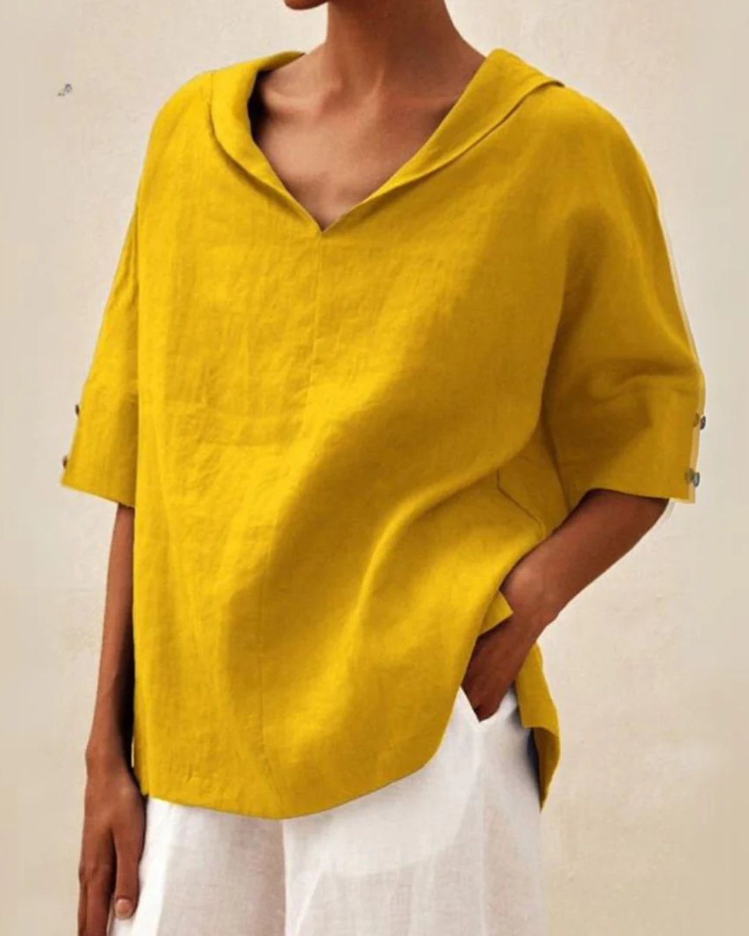 Serelle | Women's Cotton V Neck Loose Fit Blouse