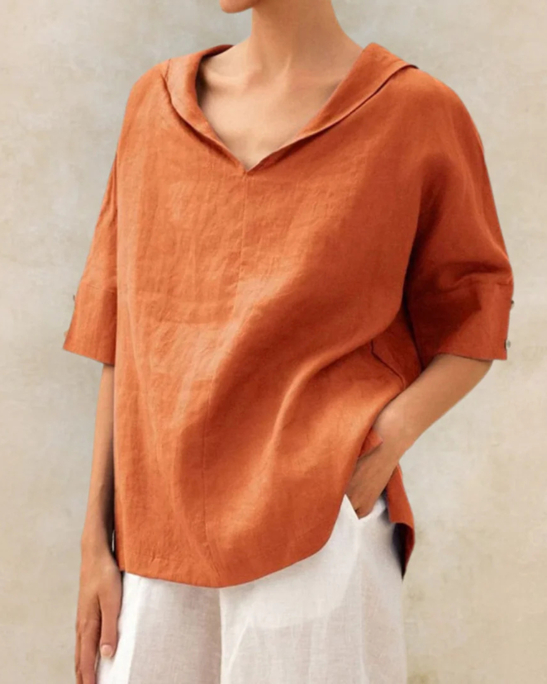 Serelle | Women's Cotton V Neck Loose Fit Blouse