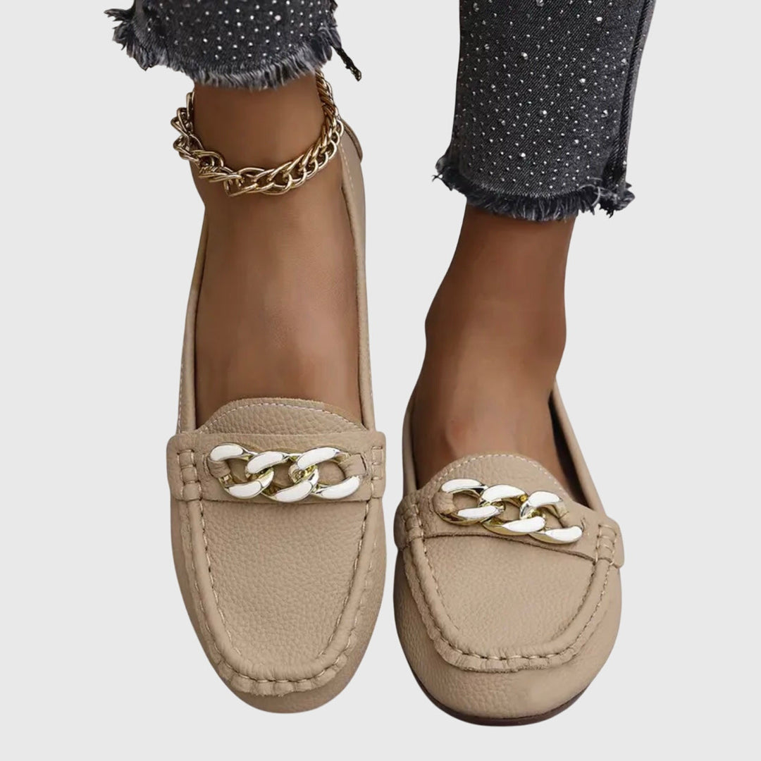 Women's Slip-On Loafers With Chain Accent