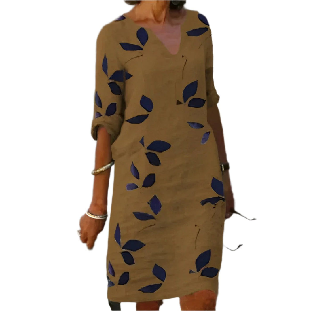 Stunning summer dress with leaf print for women