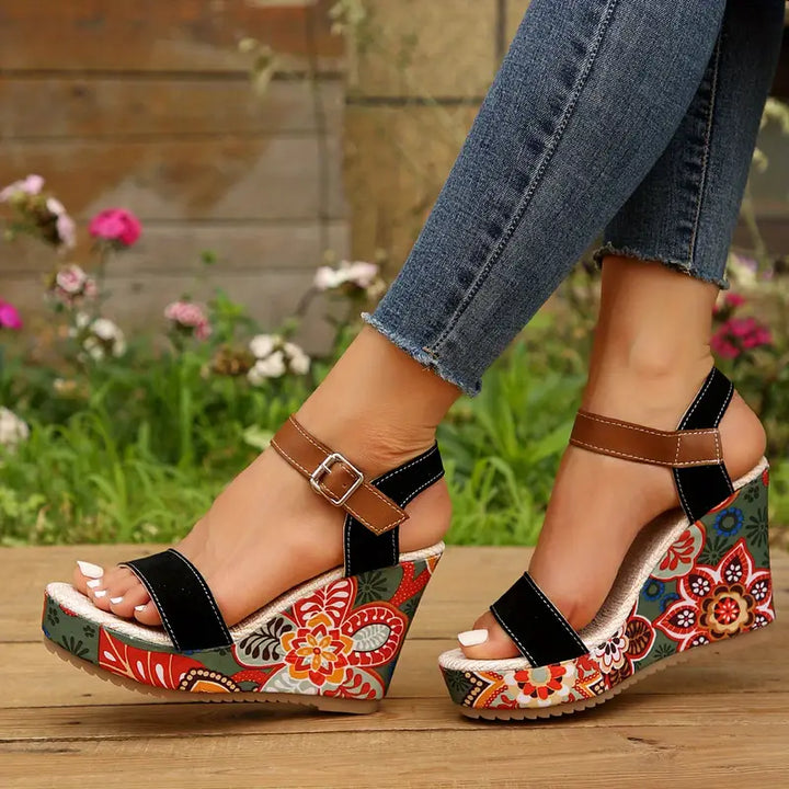 Women's casual floral print sandals