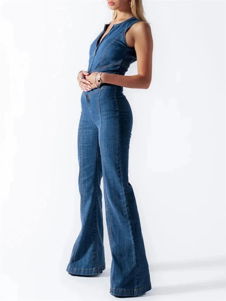 Women's Retro Style Denim Jumpsuit