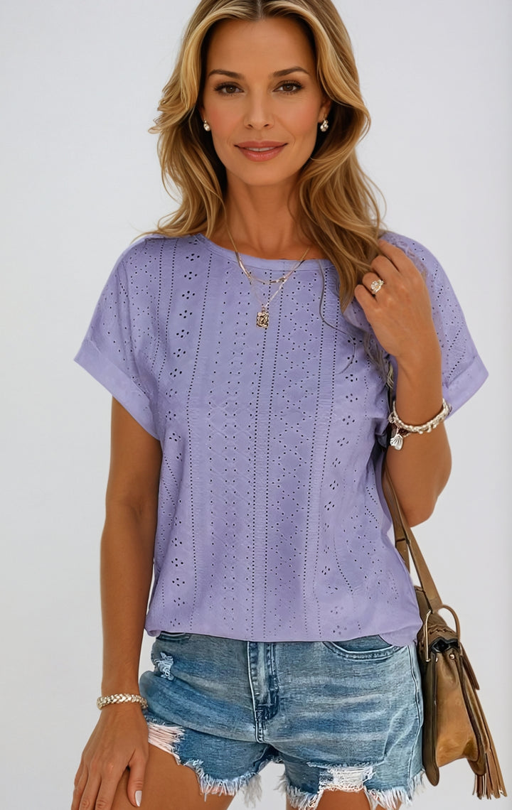 Casual eyelet top for women