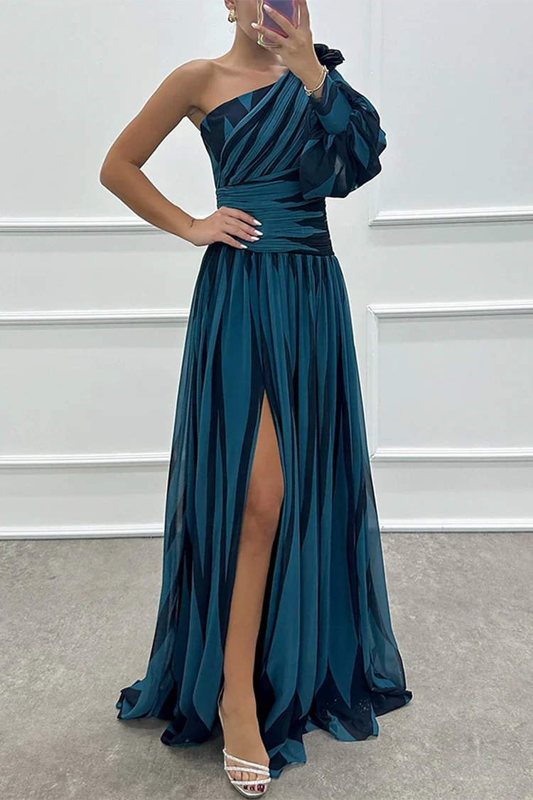 Zenara | Women's Striped One Shoulder Maxi Dress