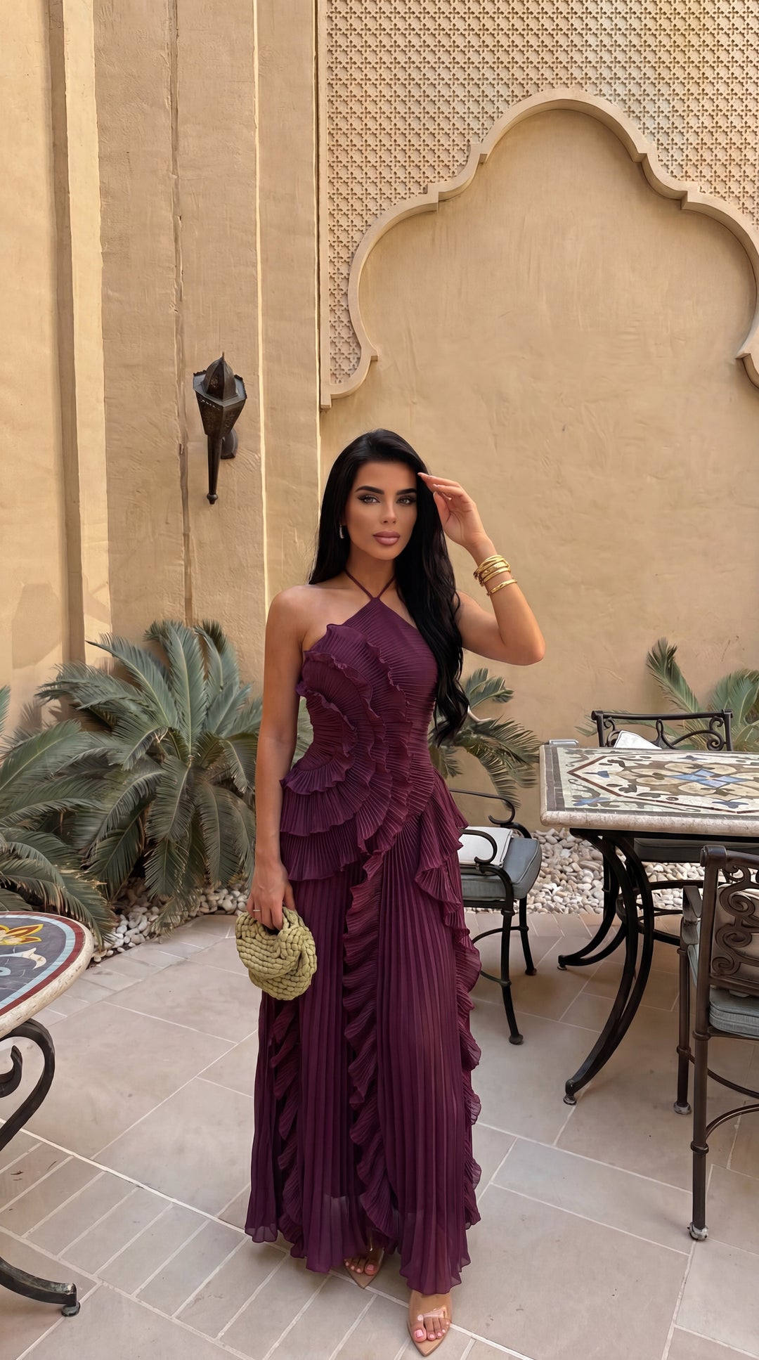Tiered ruffle flowing maxi dress for women | Emma -19