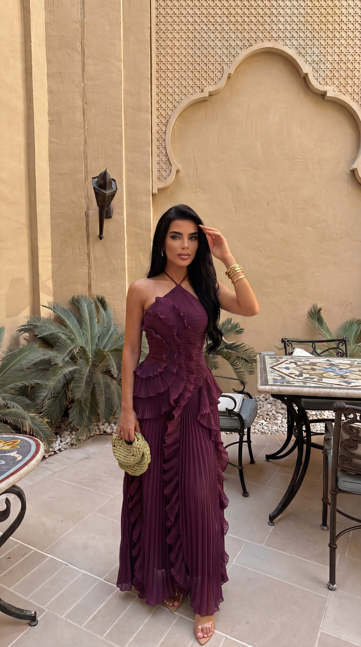 Tiered ruffle flowing maxi dress for women | Emma -19