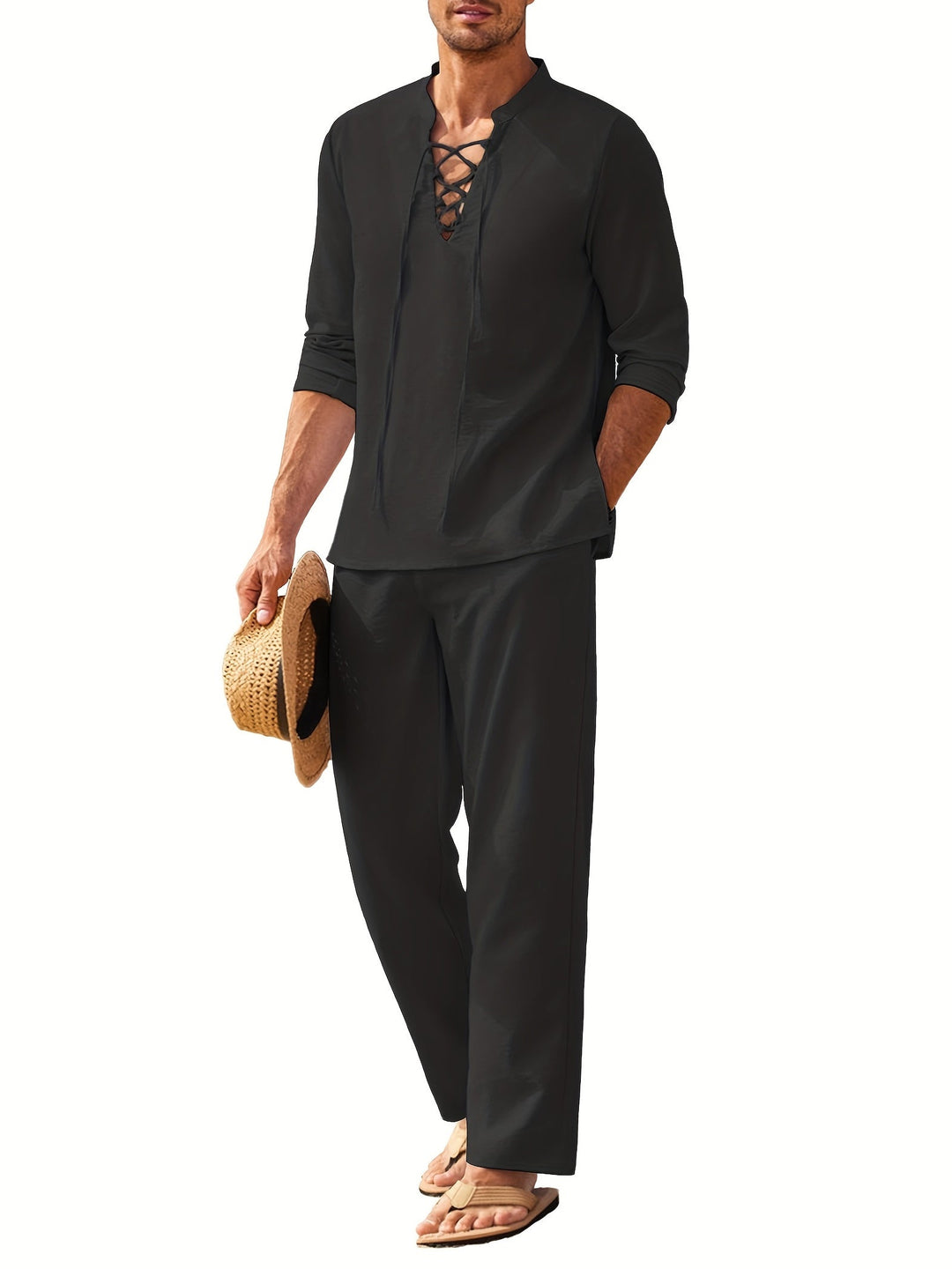 Men's Long Sleeve Shirt And Pants Set For Any Occasion