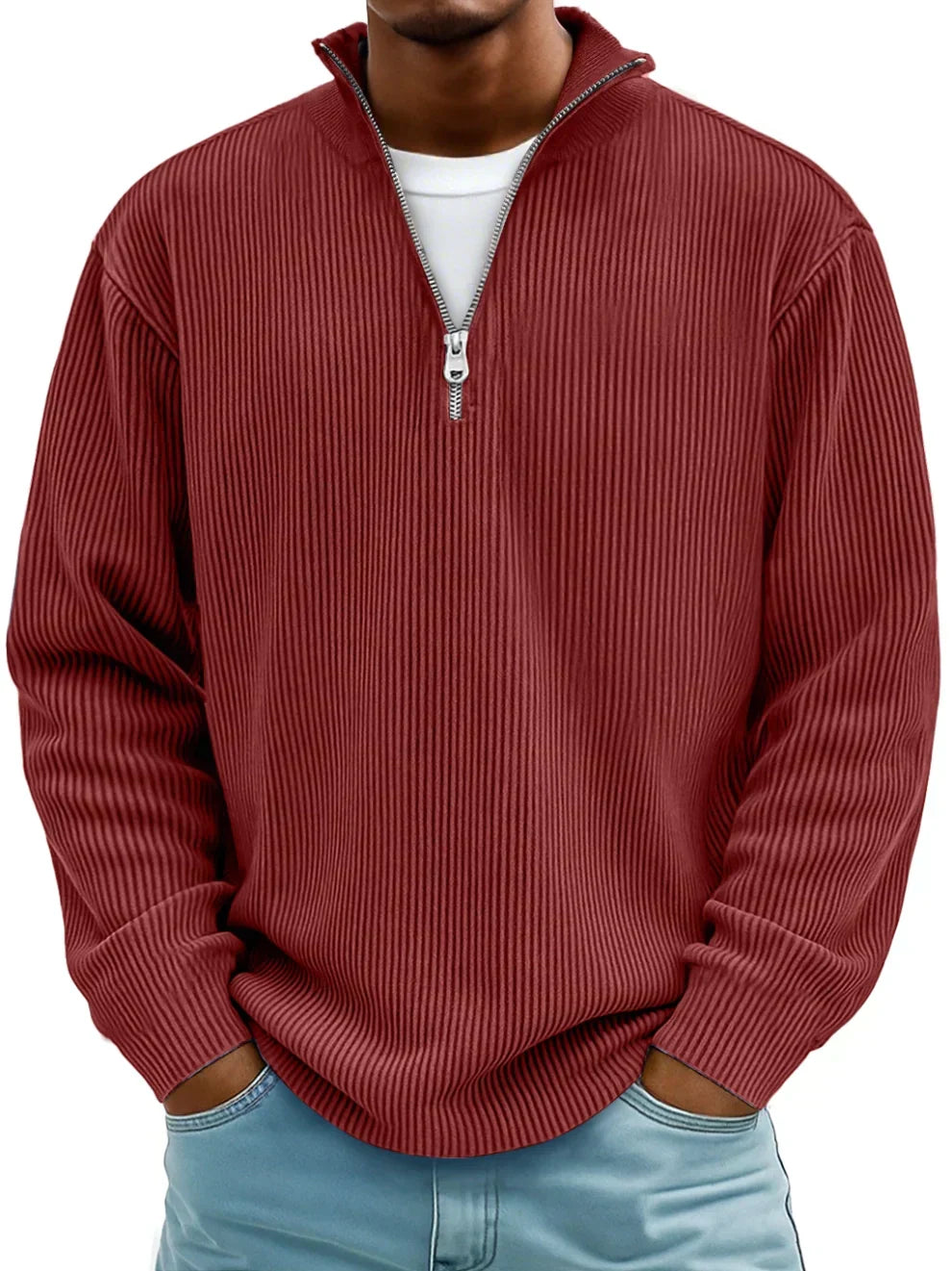 Davenor | Men's Ribbed Half Zip Pullover Sweater