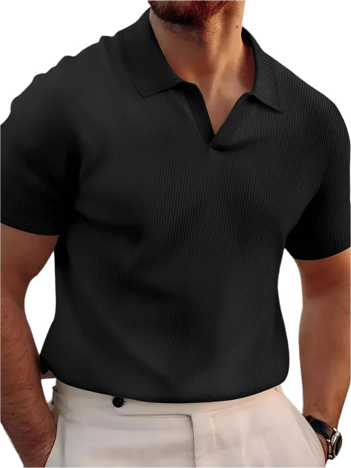 Men's ribbed knitted polo shirt