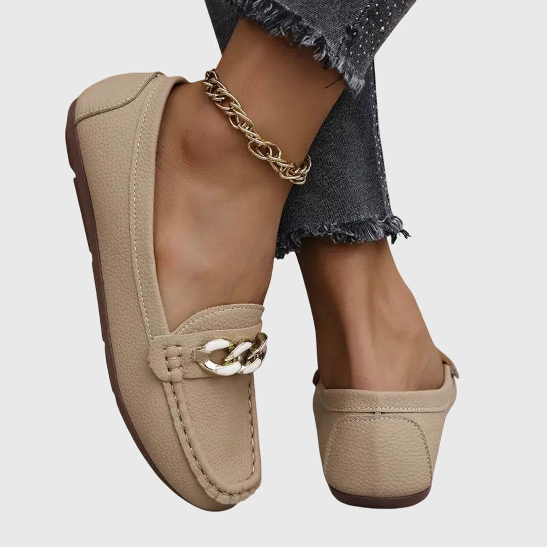 Women's Slip-On Loafers With Chain Accent