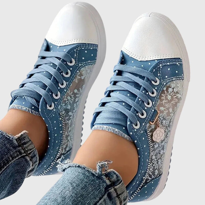 Ava | Women's Lace Up Platform Sneakers with Mixed Fabric