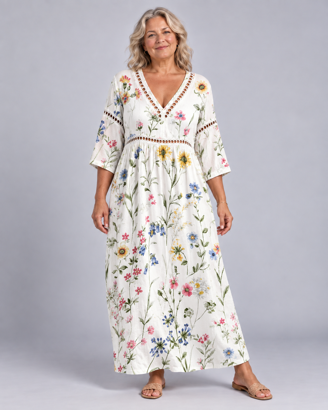 Theandrine | Women's Floral Print Versatile Midi Dress