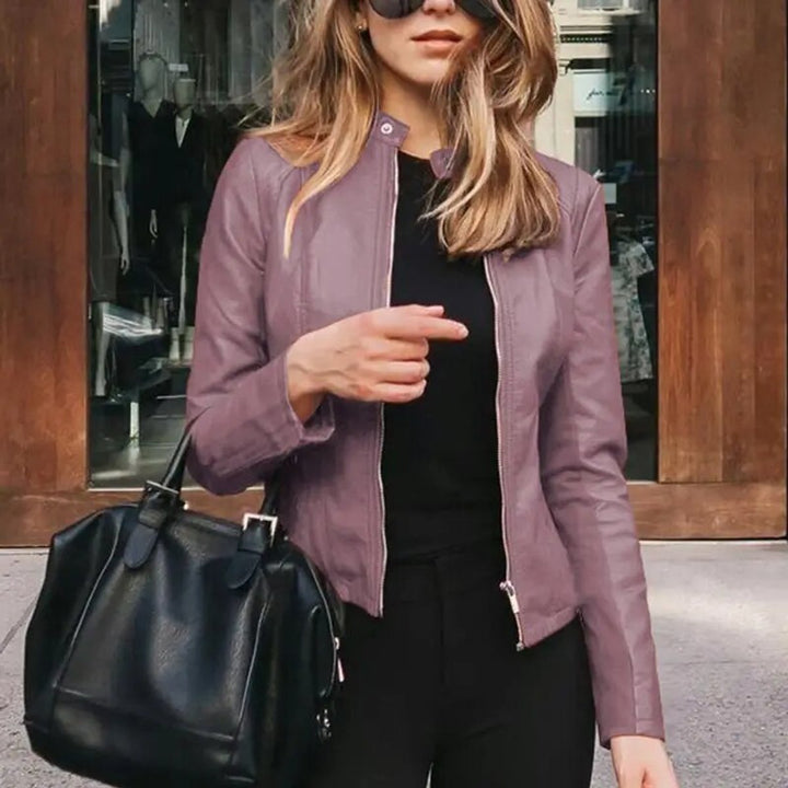 Dianelle | Women's Cropped Faux Leather Jacket