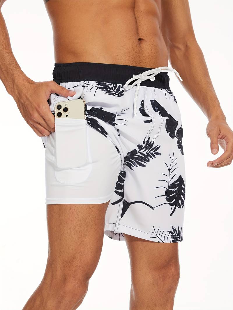 Men's beach trunks with inner shorts