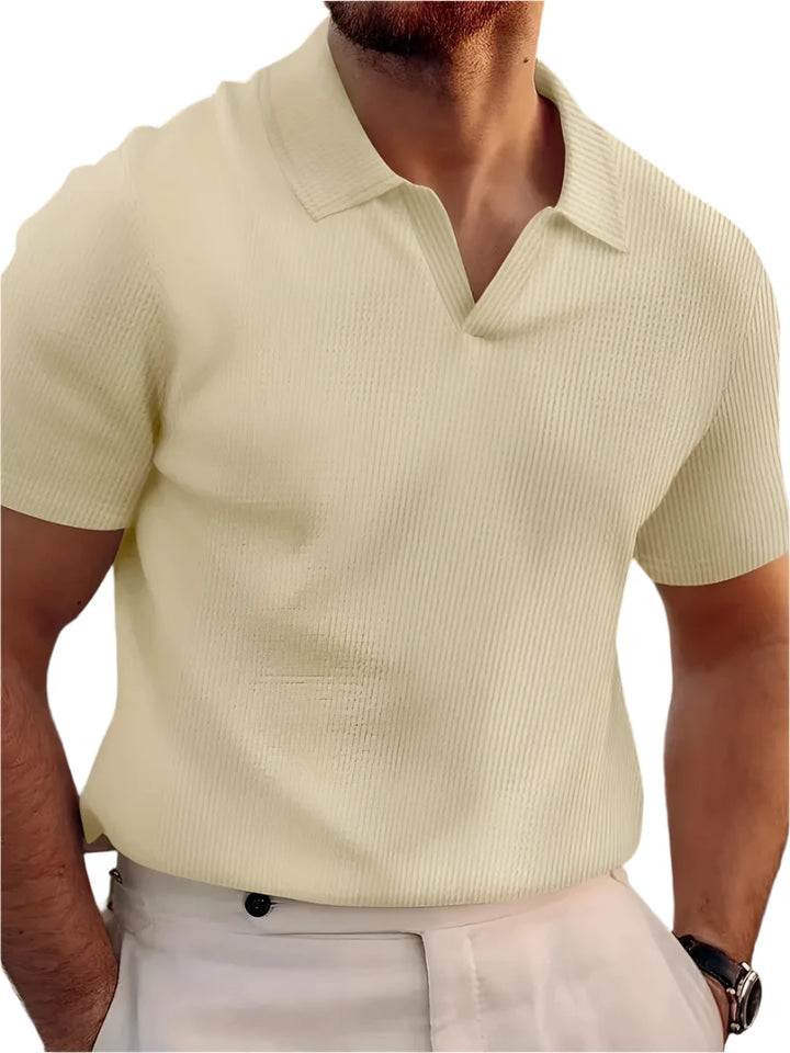 Men's ribbed knitted polo shirt