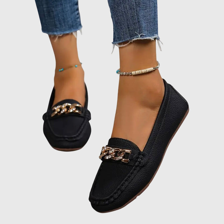 Women's Slip-On Loafers With Chain Accent