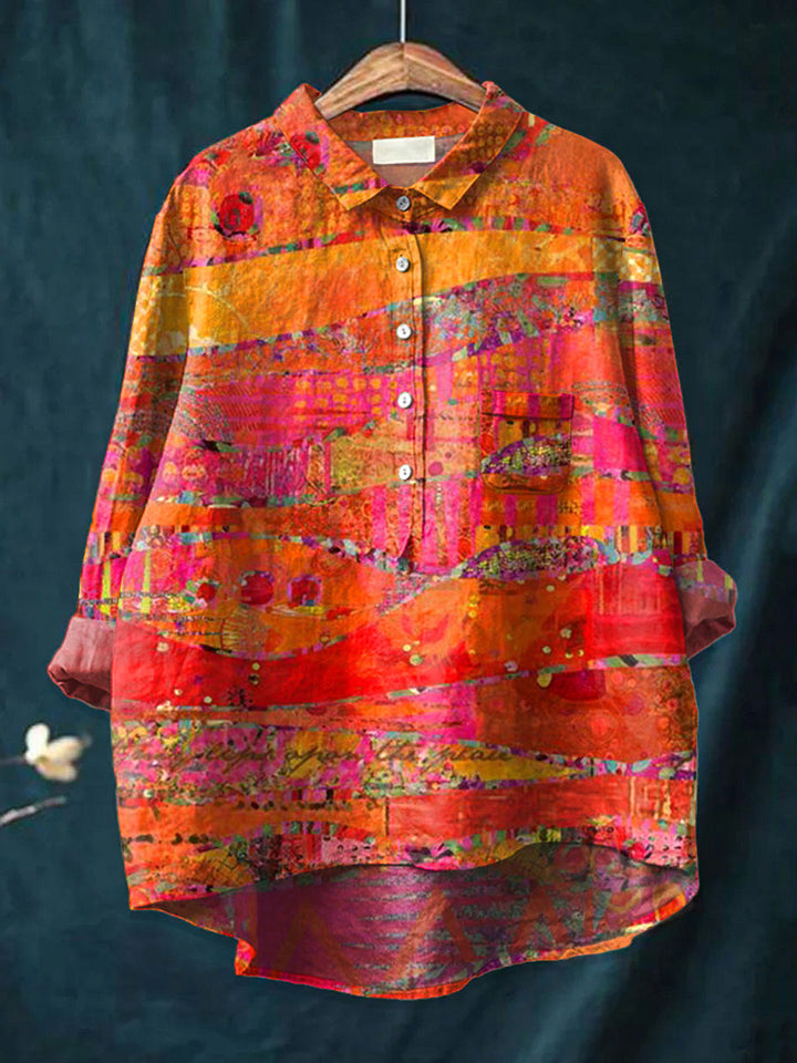 Nerissande | Women's Vintage Print Cotton Linen Set