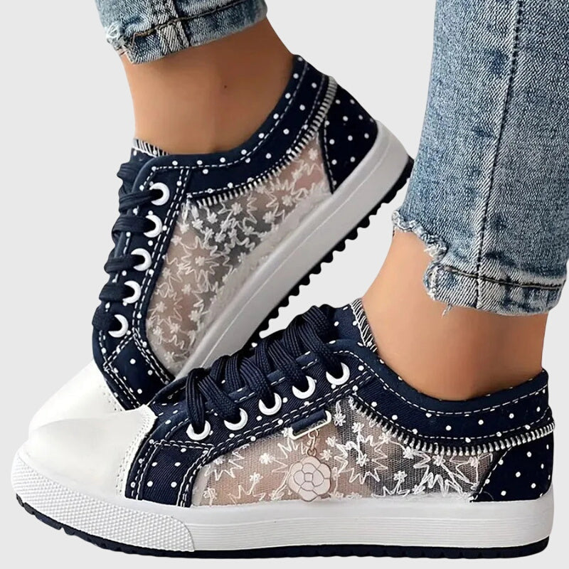 Ava | Women's Lace Up Platform Sneakers with Mixed Fabric