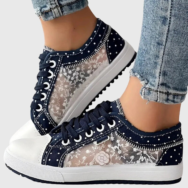Ava | Women's Lace Up Platform Sneakers with Mixed Fabric