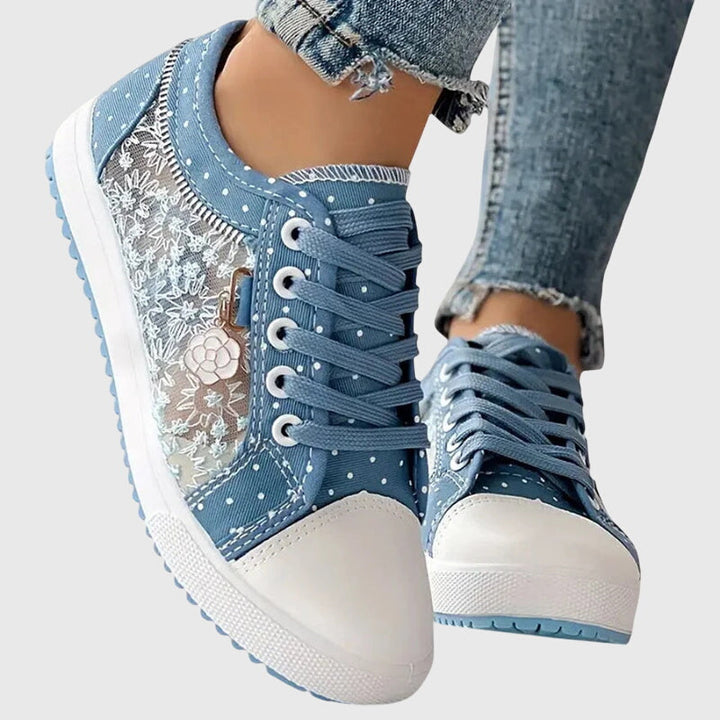Ava | Women's Lace Up Platform Sneakers with Mixed Fabric