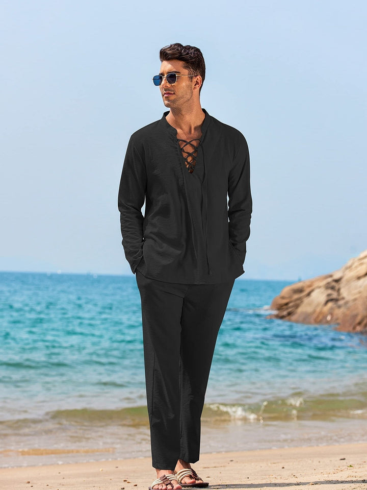 Men's Long Sleeve Shirt And Pants Set For Any Occasion