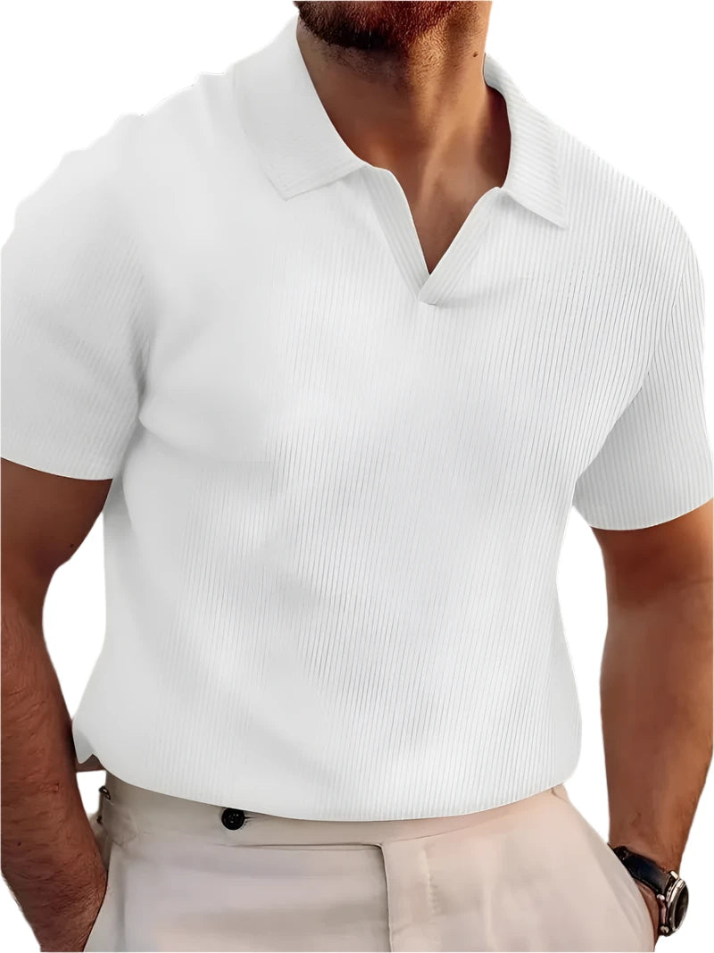 Men's ribbed knitted polo shirt