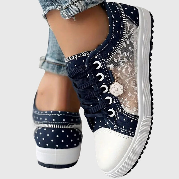 Ava | Women's Lace Up Platform Sneakers with Mixed Fabric