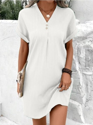 Classic V-neck summer dress for women | Lisa -5
